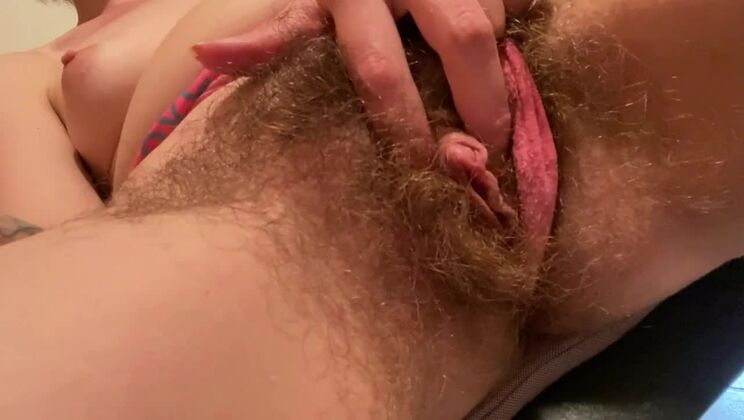 hairy girl smoking , two video with extremaly hairy  bush amateur