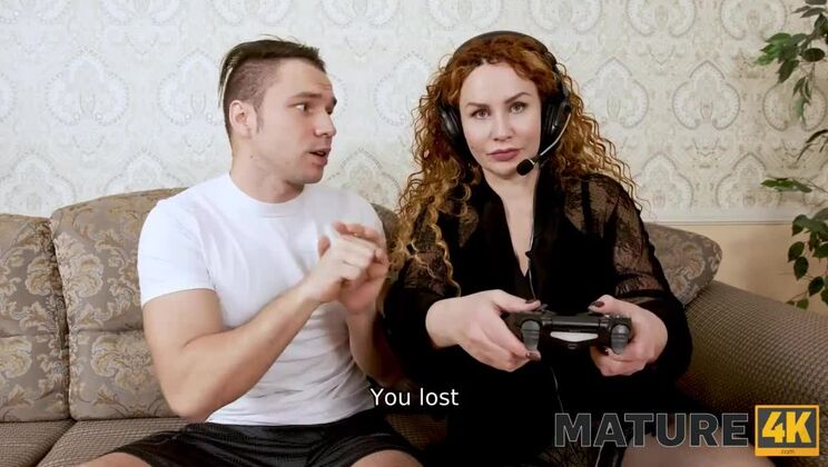 MATURE4K. Man fucked mature woman for distracting him from playing games