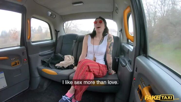Fake Taxi Hippy chick gets a big dick deep inside her pussy