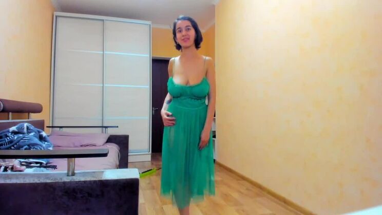 Hot Myla Angel in green transparent dress!