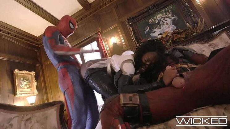 Wicked - SPIDEYPOOL'S Back with Filthy Threesome Featuring Demanded Ebony Babe & Comic Heroes