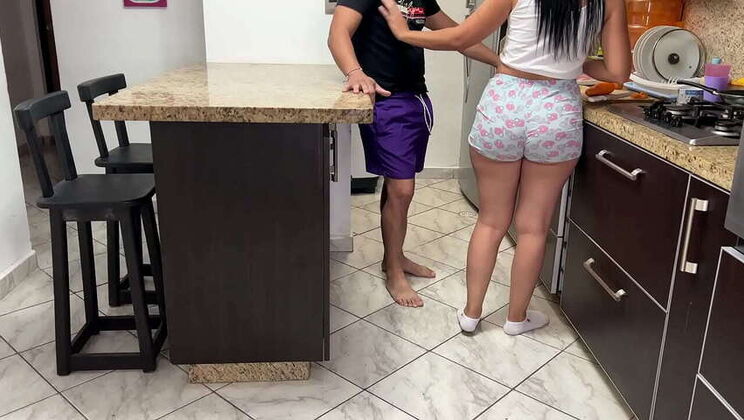 I enjoy watching my stunning stepmother cook with the intention to seduce while we're home alone