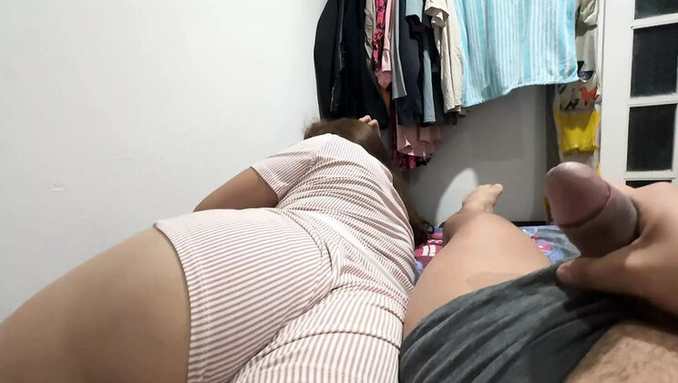Stepsis Doesn't Notice Stepbro Masturbating to Her Big Ass - POV Creampie