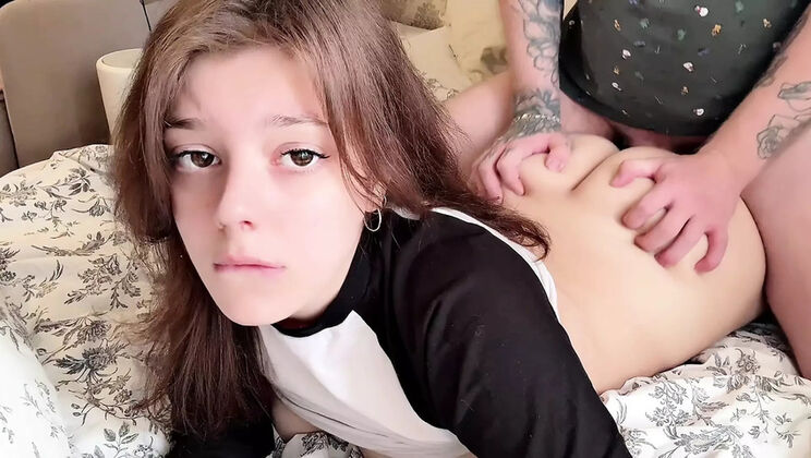 Cute teen step sister Dolly Sky loves big dick in doggy style POV