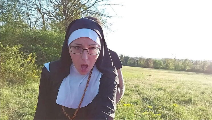 Nun Takes Huge Cock Creampie Before Church - Public Sex