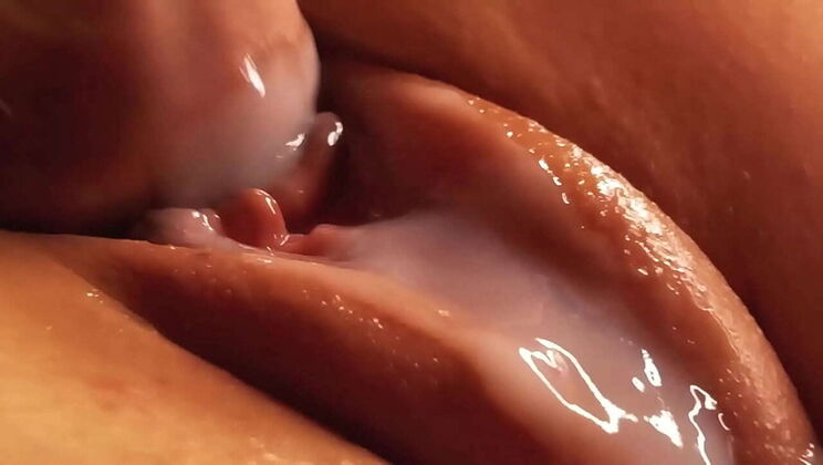 Juicy Pussy Covered in Cum - Close-Up Creampie Action