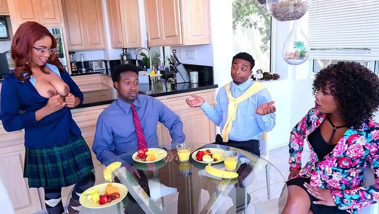 Ebony stepdad gangbang with black cocks