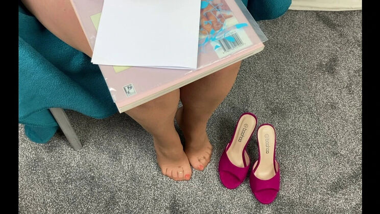 MILF in Used Pantyhose Shows Off Her Big Natural Tits and Feet - Homemade Foot Fetish Fun