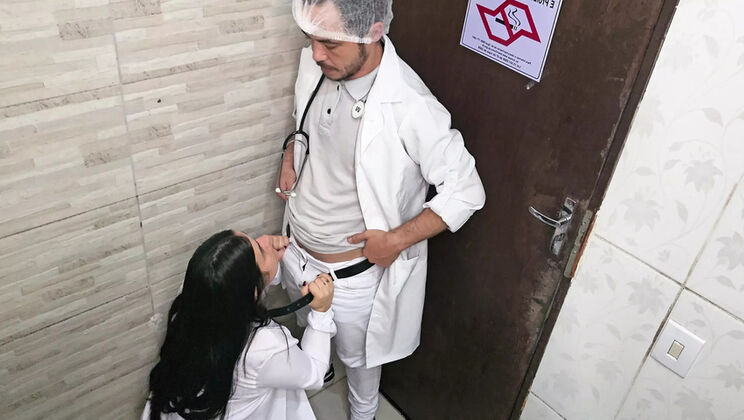 Hot Latina Nurse Blows Big Dick Doctor in Hospital Bathroom - Risky 4K Sex