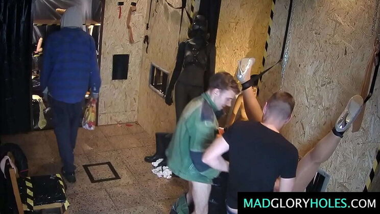 Hot Blonde MILF Luci Angel Takes Multiple Cocks in Glory Hole Gangbang