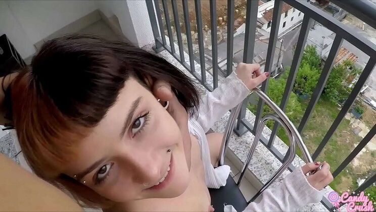 Hot GF Candy Crush Takes Big Cock Anal Creampie on Balcony - Mano Nico