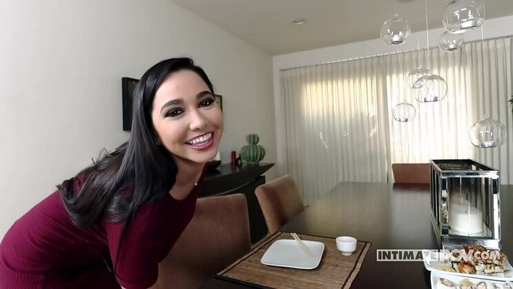 Curvy brunette Karlee Grey gives hot POV blowjob and titjob - big tits and ass