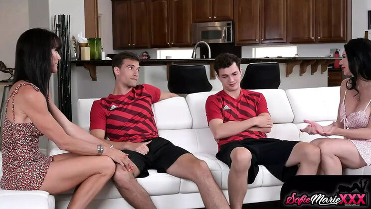 Stepmom Sofie Marie Fucks Stepson in Hot Foursome with Big Tits MILF