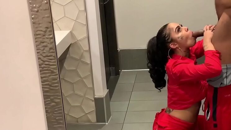 Genevieve Sinn Deep Throats Sevyan Harden's Huge BBC in Public Restroom - POV Blowjob & Cumshot