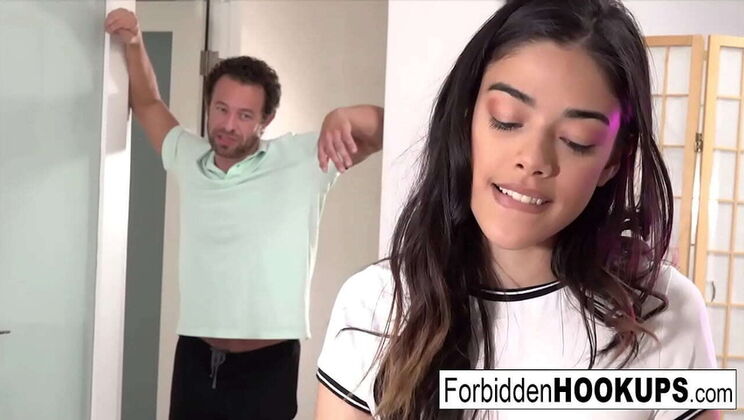 Teen Step-Sister Harmony Wonder Gives Blowjob & Takes Facial From Step-Uncle