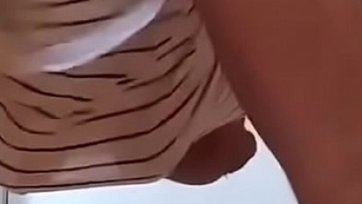 Ebony babe dancing nude in dress - upskirt tease