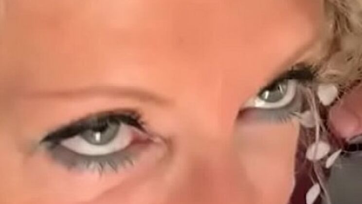 Hot French MILF Marina Beaulieu sucks and fucks stranger in lingerie - Blonde hairy pussy creampie