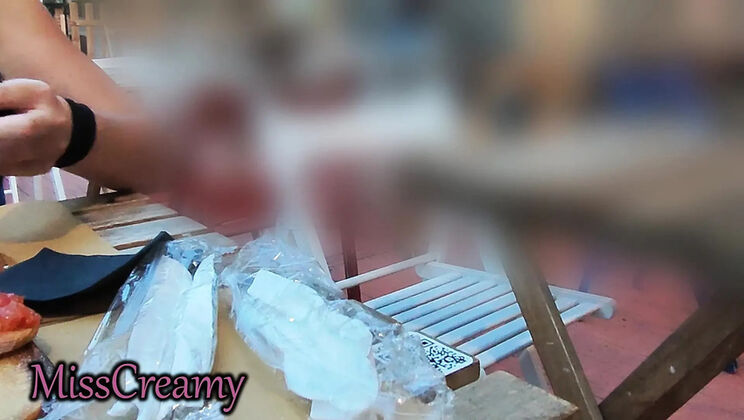 My Wife Flashing No Panties in City Center - Risky Outdoor Sex with Miss Creamy