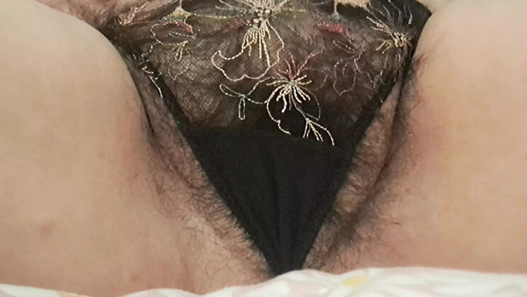Mature MILF Monse Stuffs Panties In Her Hairy Pussy & Masturbates - Amateur Homemade HD