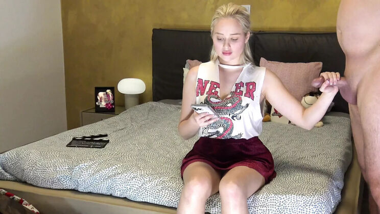 Big Tits Blonde Jessie Ames Teases Cock with Handjob in Clothes