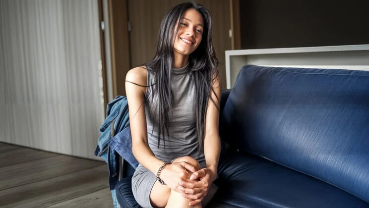 Skinny Brunette Latina Gets Rough Doggy Style Fuck From Big White Cock Instructor After Nude Yoga