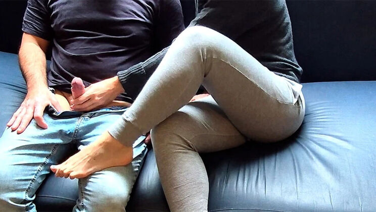 Naughty Wife Teases Hubby With Her Feet, Hands, and Mouth - Hot Homemade Cheating