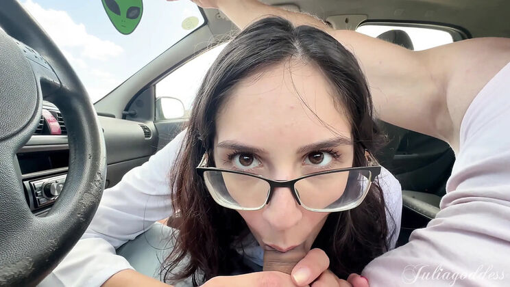 Shamelesscouple Public Car Therapy Blowjob - Brazilian Babe Swallows Big Cock Cum