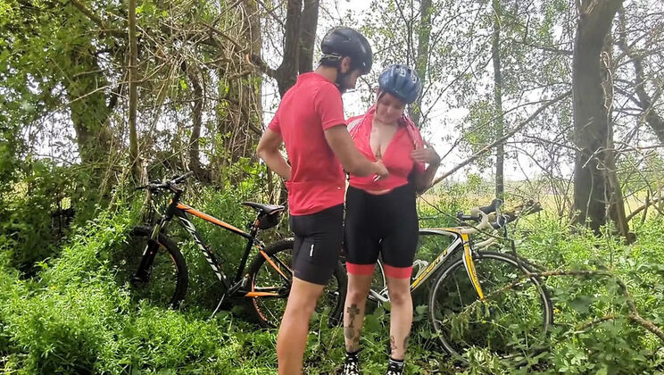 Unknown Biker Fucks Me Hard Outdoor - Big Natural Tits and Cum in Mouth