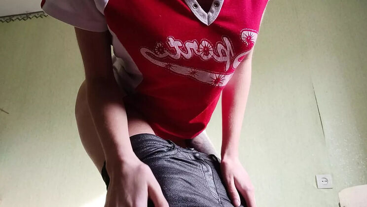 Skinny Brunette Teen Masturbates to Neighbor Making Coffee - Risky Solo Orgasm in Apartment