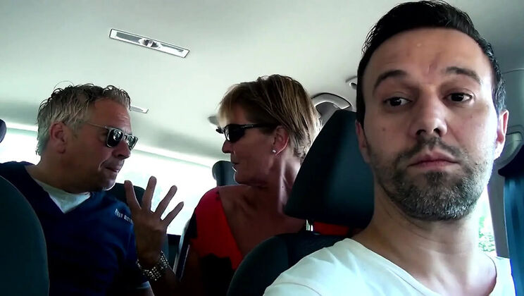 German MILF Persuaded to Fuck in Car Backseat - Shopping Trip Turns into Threesome Blowjob & Facial