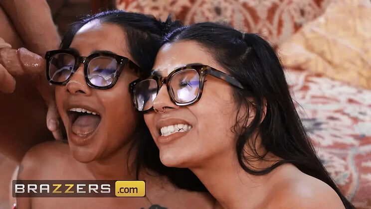 Lookalike Best Friends Swap and Suck Big Cock - Jasmine Sherni & Yasmina Khan Threesome Fuck