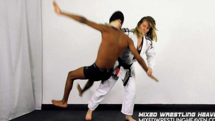 Blonde MILF in Black Belt BDSM - Judo Throws & Foot Domination Fetish HD