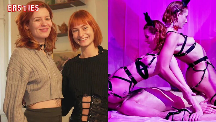 German Amateur FFM Threesome - Succubus Fantasy with Redhead Dolly Dyson - Blowjob & Pussy Eating