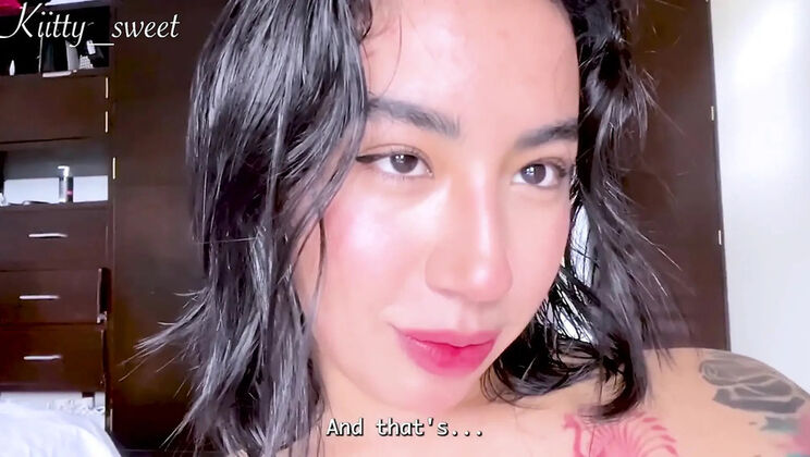 Kitty Sweet Creamy Masturbation Before Date - Hairy Latina Big Tits Solo Orgasm