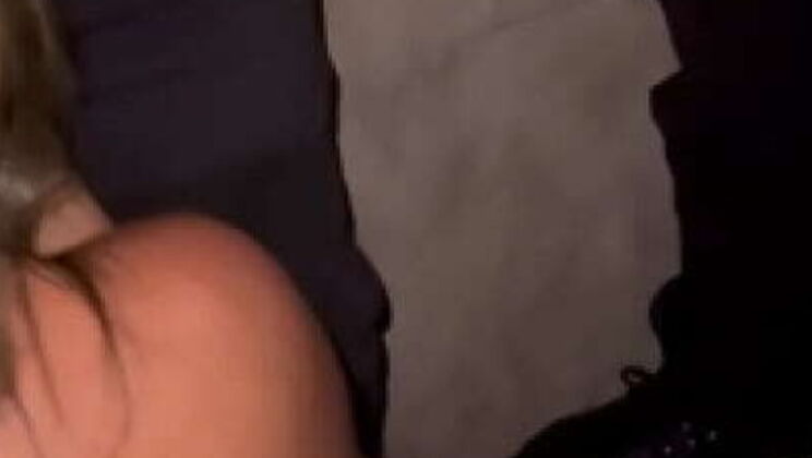 Public Dogging at Drive-In: Amateur Brunette Takes Two Cumshots in Mouth from Strangers