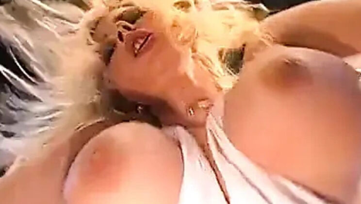 Blonde Melanie Moon Sucks Big Cocks in Hardcore Threesome with Facial Cumshot