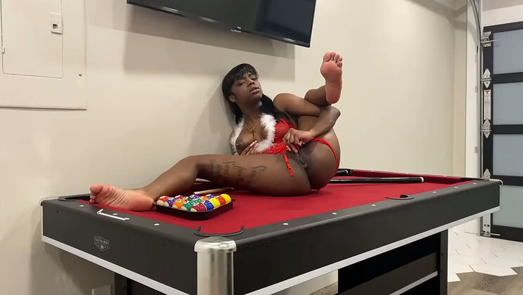 Majestynasty Creamy Solo Masturbation - Ebony Amateur Plays With Tight Pussy On Pool Table