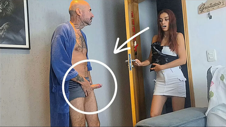 Skinny Redhead Delivery Girl Blows Old Pervert In Uniform - Creampie & Dirty Talk