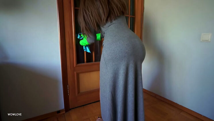 Fit Step Mom Catches Step Son Hard While Cleaning - Taboo Homemade Help