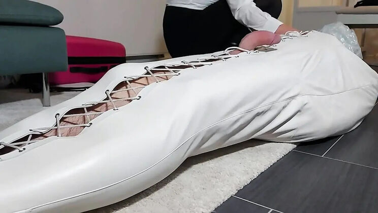 Mistress Luciana German BDSM Handjob & CBT Torture - Hogtied Slave Jerked Off