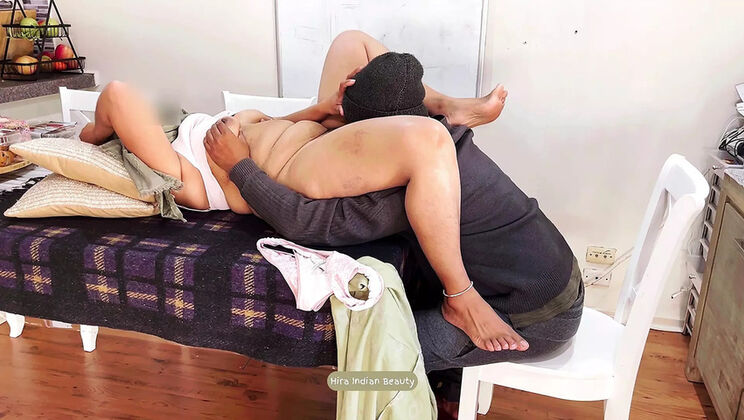 Hijabi MILF Spreads Her Juicy Pussy on Table - Relative Eats Her Out with Loud Moans