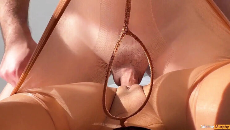 Adeline Murphy Pantyhose Fuck - Crotchless Nylon Footjob & Cumshot on Tights