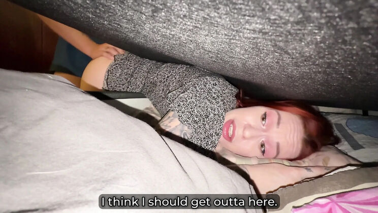 Step Son Fucks Stepmom Stuck Under Bed - Redhead MILF Creampie POV