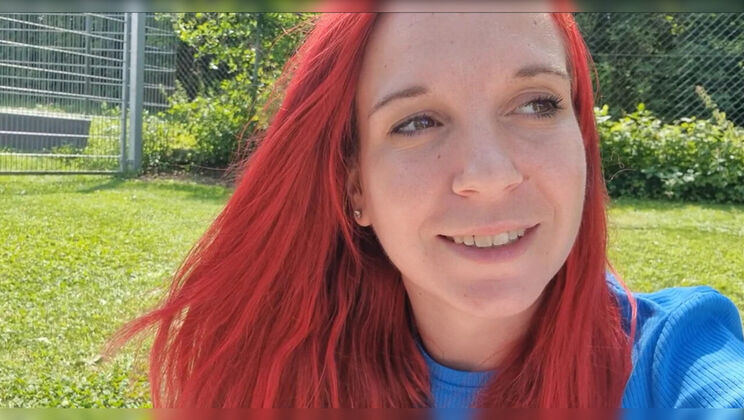 German redhead Malou-Nu gives best outdoor blowjob at pool for a hot deal