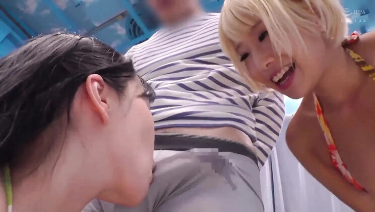 Magic Mirror Sex on Beach with Alice Otsu & Kasumi Tsukino - Reverse Pickup Creampie Foursome