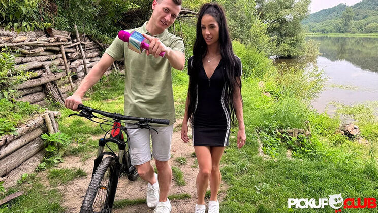 Brunette Teen Kama Oxi & Charlie Dean Hardcore Outdoor Blowjob & Public Sex on a Bike - Czech Amateur Casting