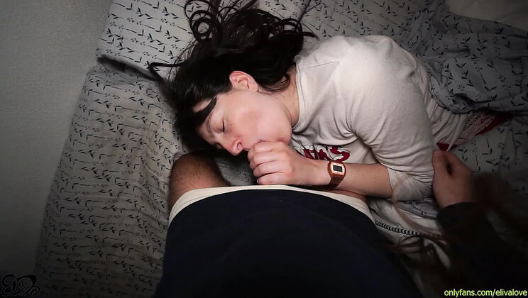Night Blowjob POV - Italian Girlfriend Swallows Cum with Big Natural Tits