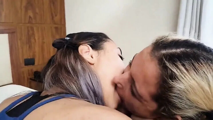 Sexy Latina Teens Lock Lips in Hot Lesbian Kiss