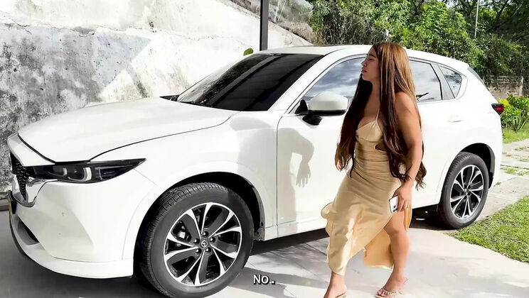 Mexican MILF with big tits fucks her husband's mechanic in the parking lot outdoors, neighbors watch