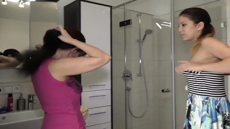 French Lesbians Fingering and Eating Pussy in Shower